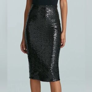 NWT Lauren Ralph Lauren Black Sequin Pencil Skirt